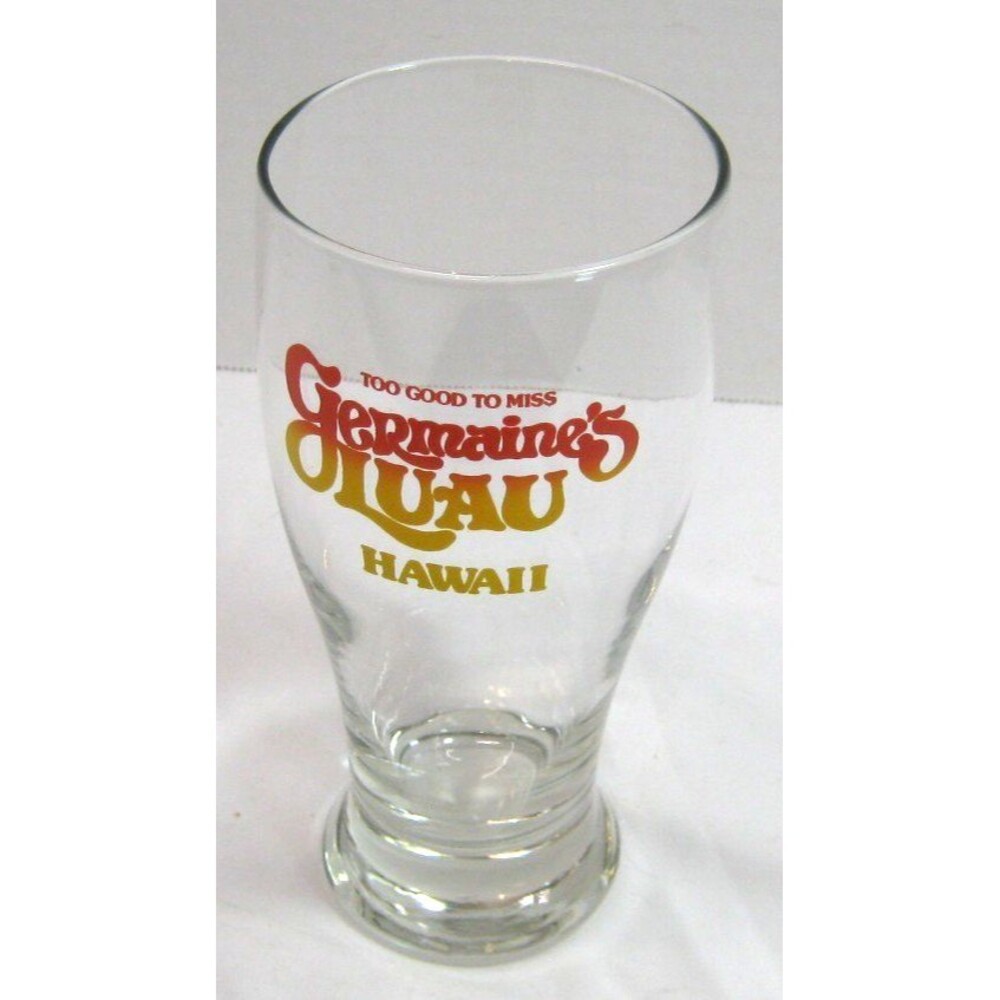 Germaine's Luau Hawaii Tall Beverage Glass Tumbler Souvenir Glass Vintage